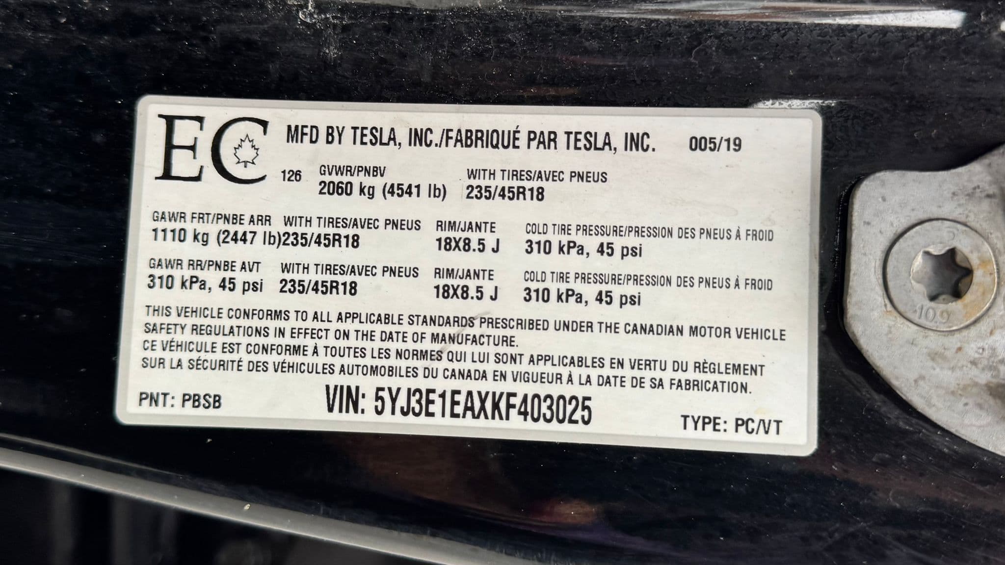 2019 Tesla 3 STD Range Plus RWD photo 25